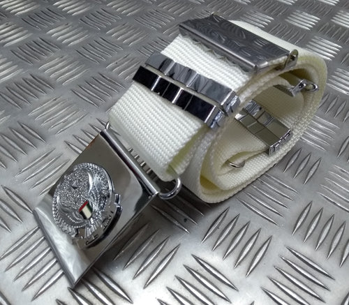 Abu Dhabi Belt White Nylon With Buckle For Ceremonial & Parade Duties