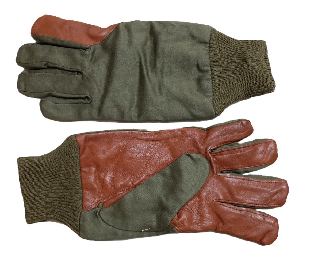 Aircrew Gloves RAF Royal Air Force & British Army 1980s Pattern Leather Palm Cotton Lined NOS