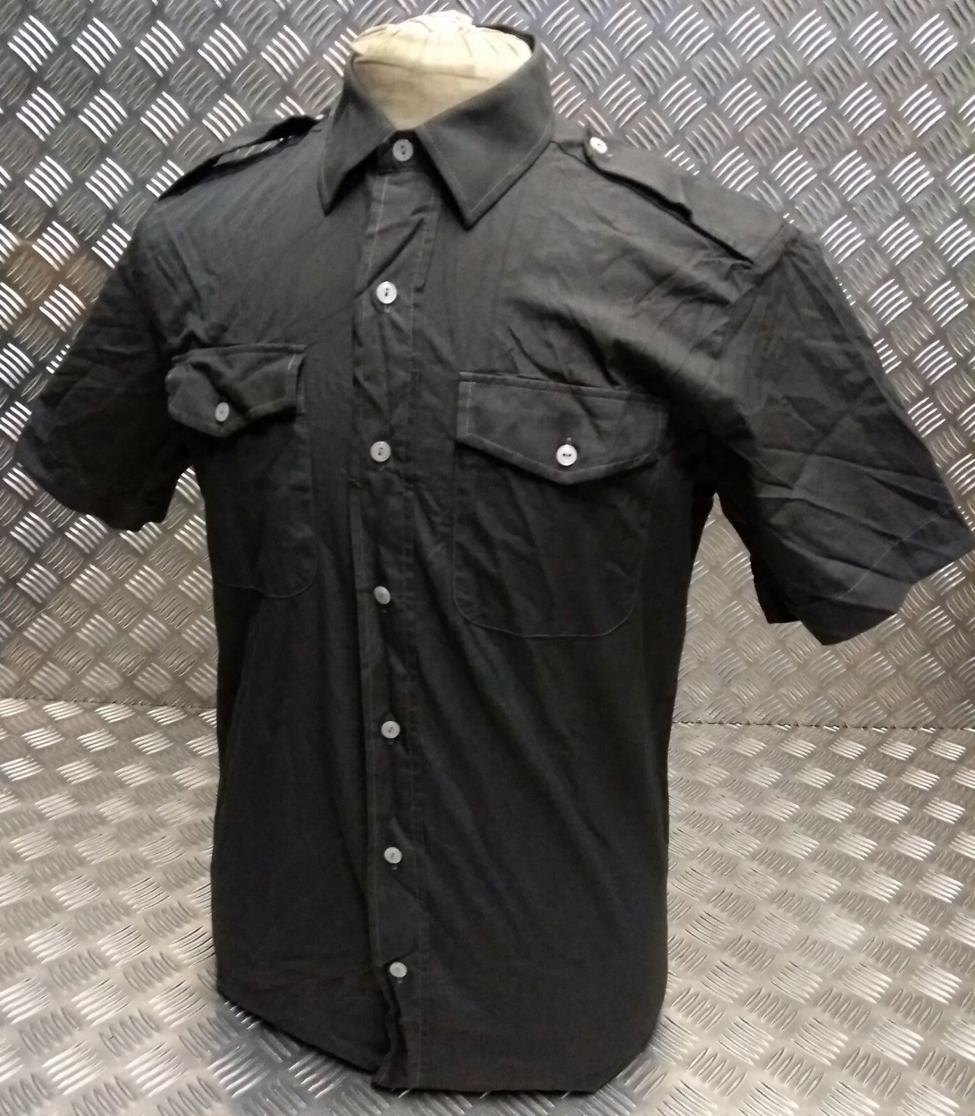 Army Style Shirt Short Sleeve British Overdyed Black All Sizes