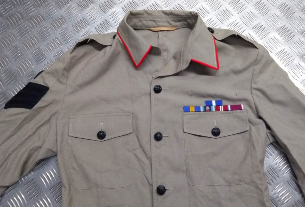 British Army Jacket No6 Gurkha Style Fully Buttoned Braided Crown Badge 3 Bar Chevron Patch