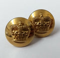Genuine Vintage British St Edwards Crown Metal Dress Buttons X2 ASBT146