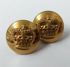 Genuine Vintage British St Edwards Crown Metal Dress Buttons X2 ASBT146