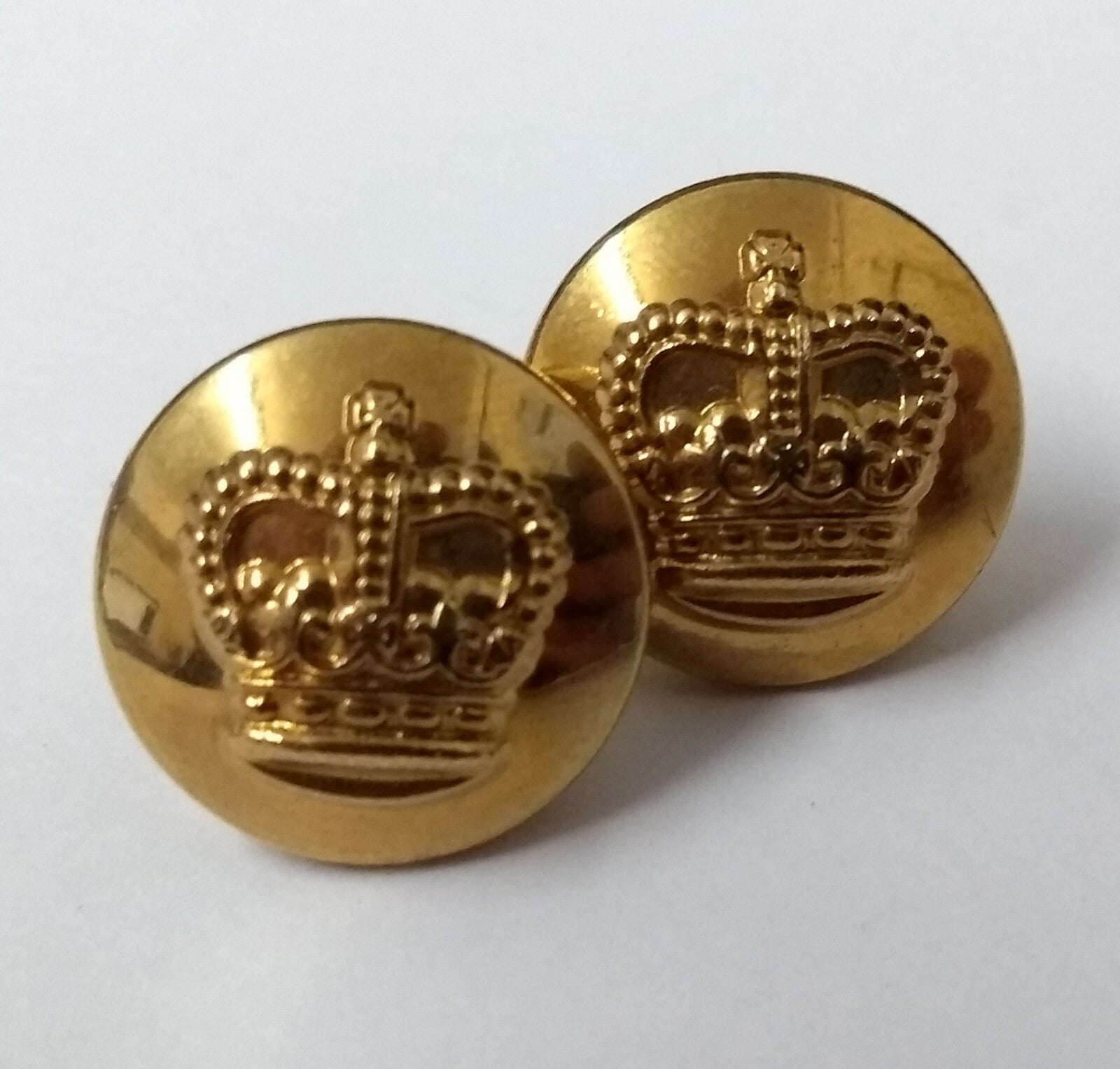 Genuine Vintage British St Edwards Crown Metal Dress Buttons X2 ASBT146