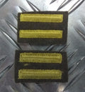 US Offc. 2 Gold Bars Gold on Green Felt Patch Vintage WW2 / x1 Pair