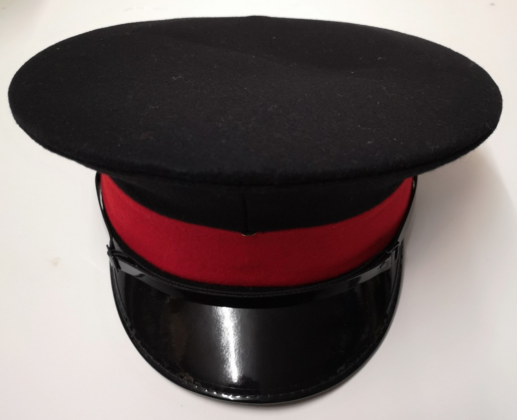 Dark Blue Red Plain Peaked Ceremonial Hat with Silver Queen's Crown 56cm