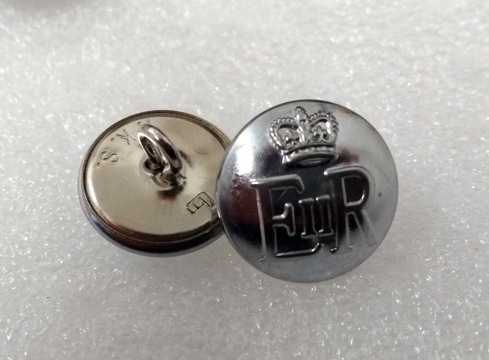 Genuine British Made Issue E R Crown Silver Buttons 30L 19mm