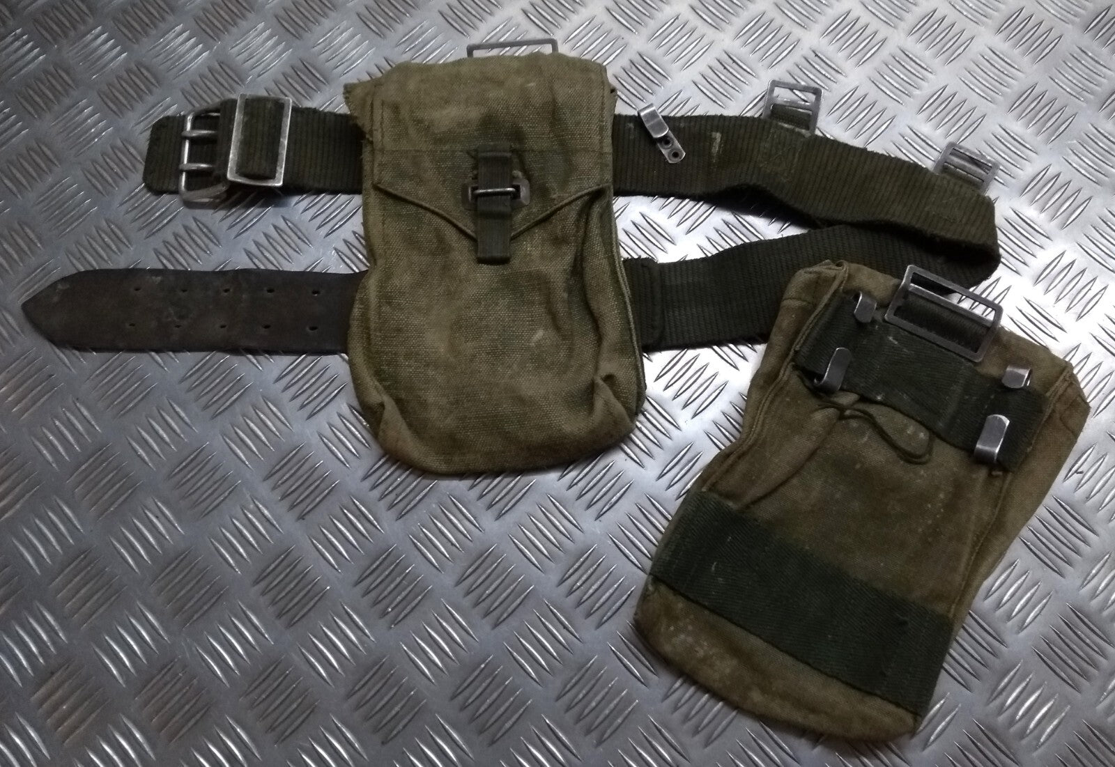 M39 Belt Utility Pouches & Harness WW2 Pattern Heavy Canvas Vintage Army Webbing