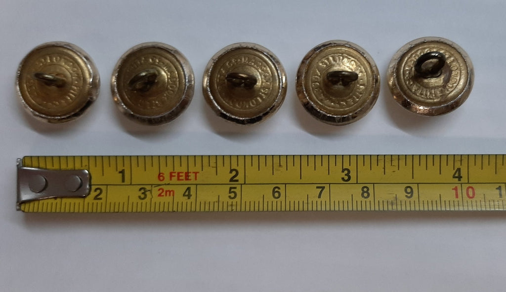Vintage Army Buttons British Artillery Kings Crown Insignia Ring Backed Buttons