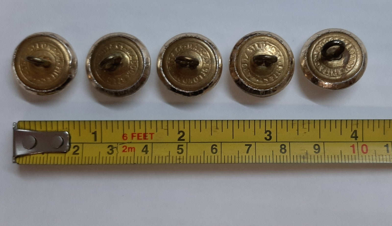Vintage Army Buttons British Artillery Kings Crown Insignia Ring Backed Buttons