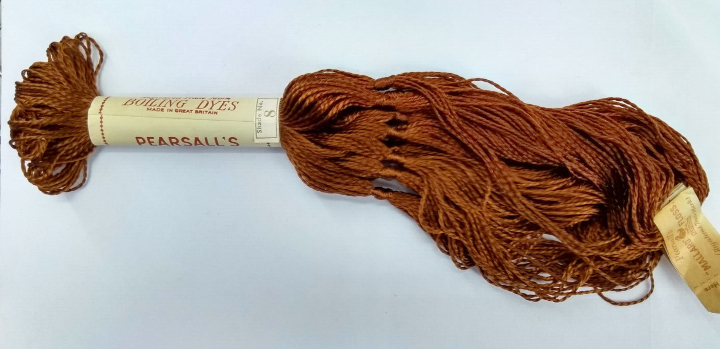 Vintage Mallard Floss Pure Silk Thread Boiling Dyes No8 Dark Brown Pearsall's
