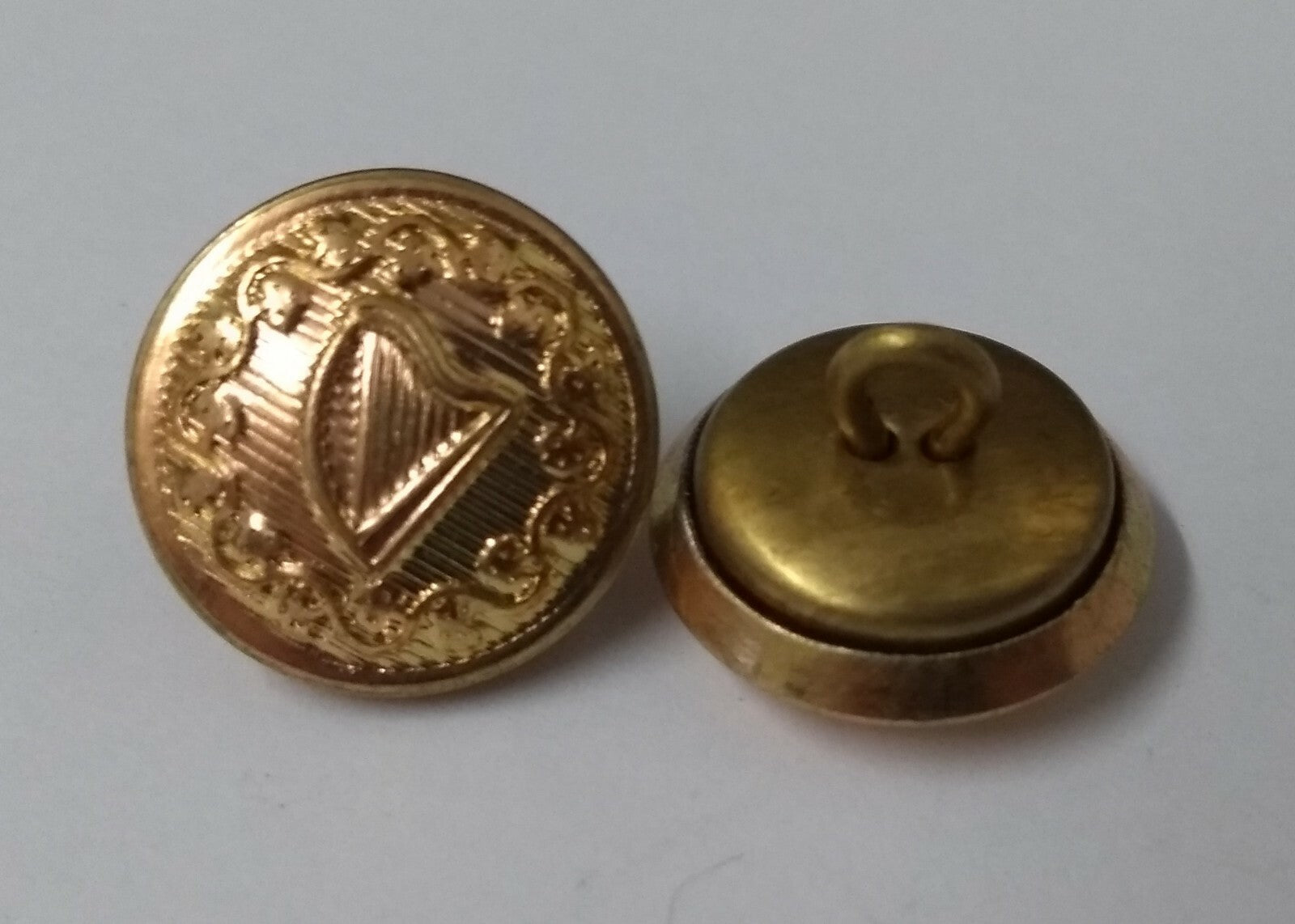 Vintage Irish Harp Shank Buttons x 2 ASBT196