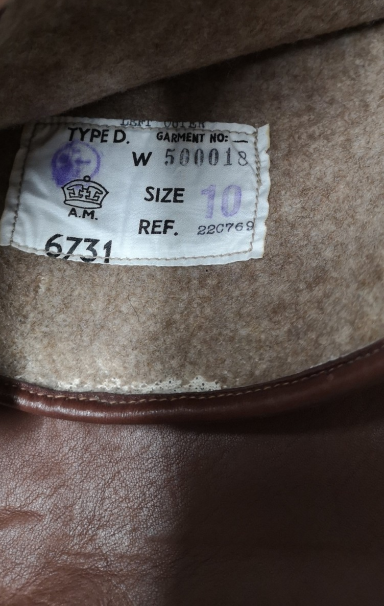 Vintage RAF Royal Air Force Pilot/Aircrew Brown Leather Glove Left Hand only Size 10