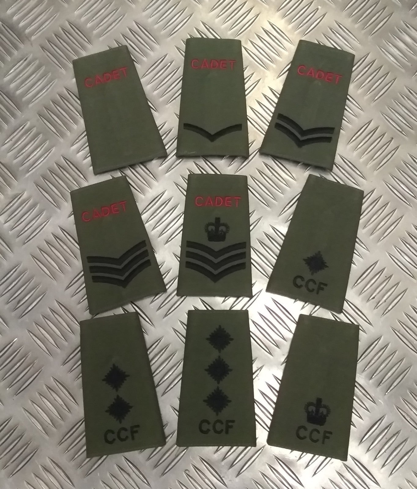 British OD Cadet / CCF Green Rank Slide Various Ranks NEW