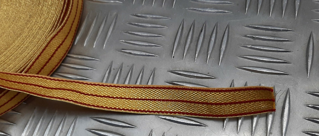 French Made Issue 19mm Gold Mylar Red Striped Rank Lace Braided Tape