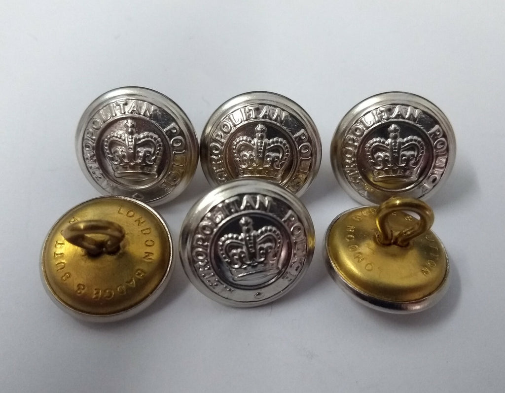 Genuine British Issue Obsolete London Met Silver Crown Buttons X 20 ASBT120