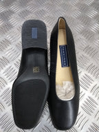 Womens Girls Fenella Leather Med Block Heel Court Shoe Office Work Footlites NEW