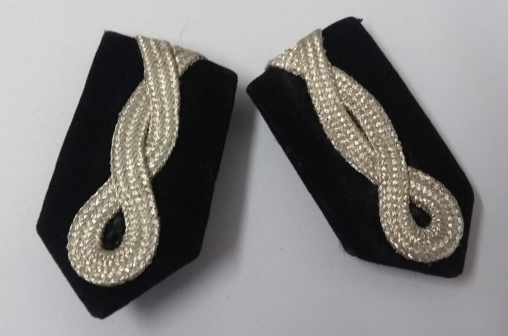 SNR Rank Gorgets Black Velvet & Silver Cord Detail For Senior Officers Uniform