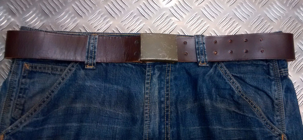 Genuine Vintage Eastern Block Brown Leather Trousers Belt- All Sizes