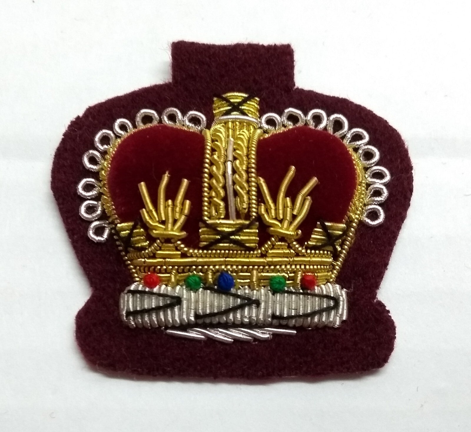 Warrant Officer Crown No1 WO 2 Maroon British Army Hand Embroidered Para Patch