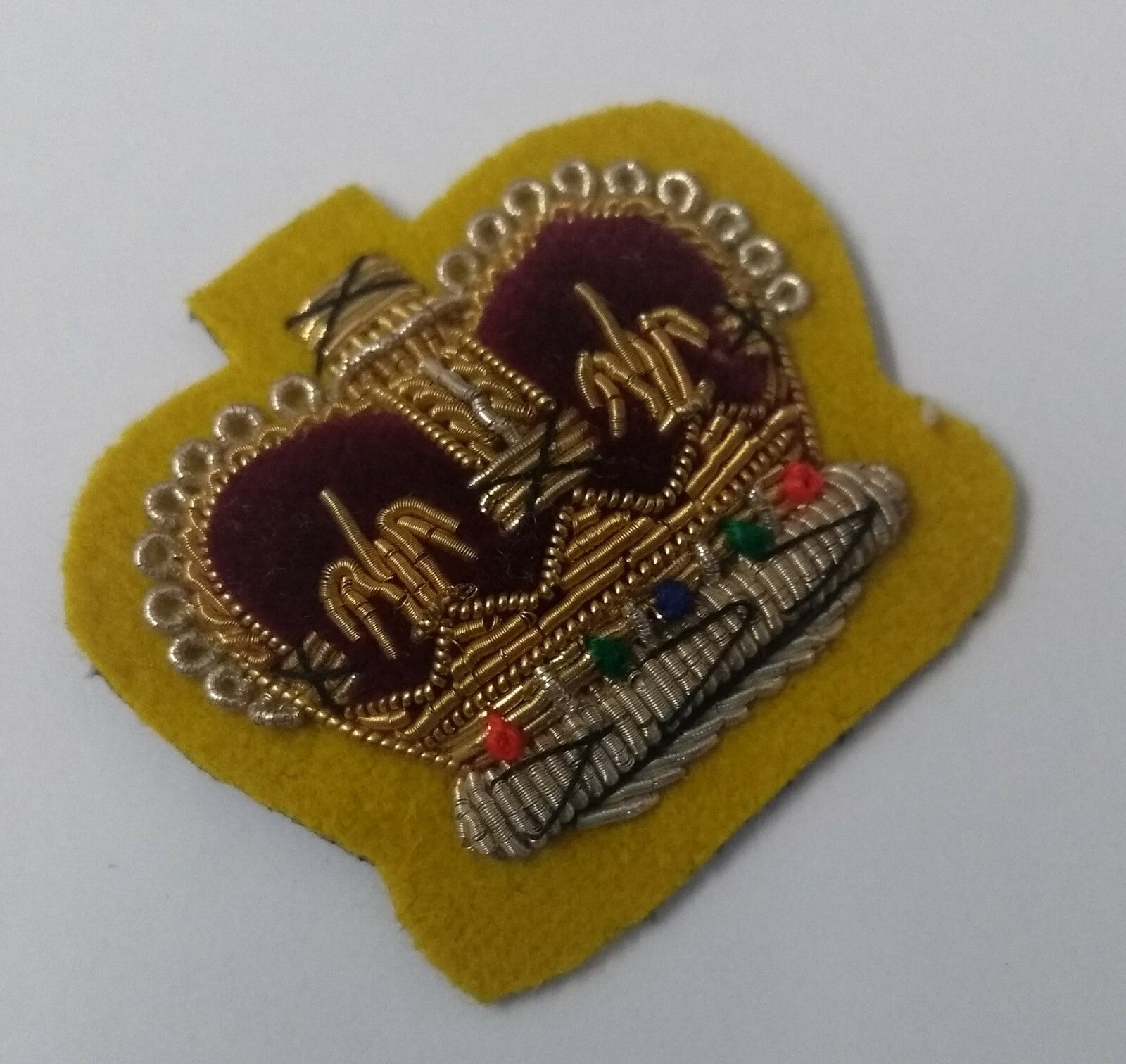 Genuine Vintage British Braided Decorative Crown on Yellow Felt