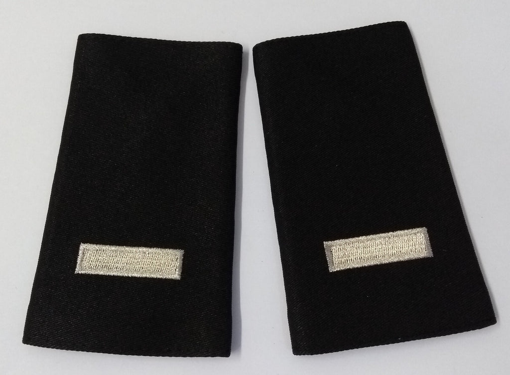 1 Bar Slides British Made Shoulder Rank Sliders Silver Bar on Black 1 Pair