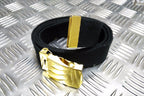 British Black RN Trousers Belt 1¼" Roll Buckle Royal Navy- Used