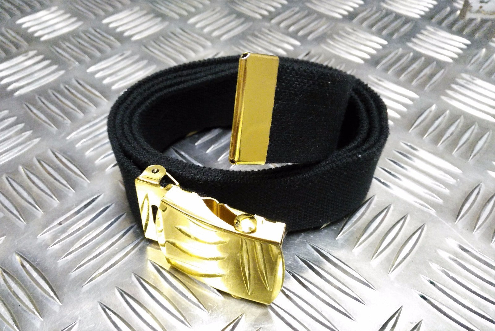 British Black RN Trousers Belt 1¼" Roll Buckle Royal Navy- Used