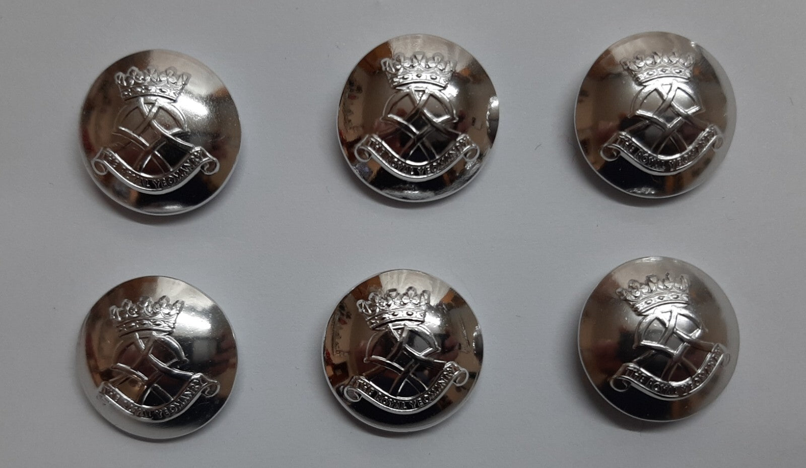 Royal Yeomanry Buttons Cress Size 30L Silver With British Army (RY) Insignia
