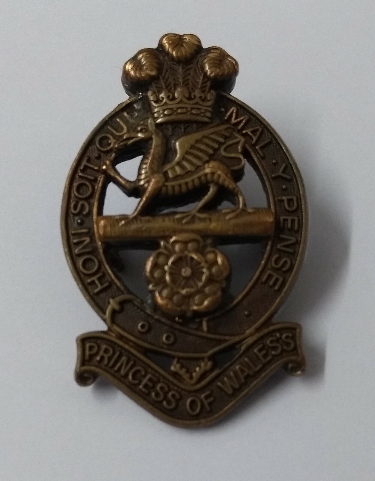 PWRR Bronze Badge For Hats and Berets Princess of Wales Royal Regiment Issue