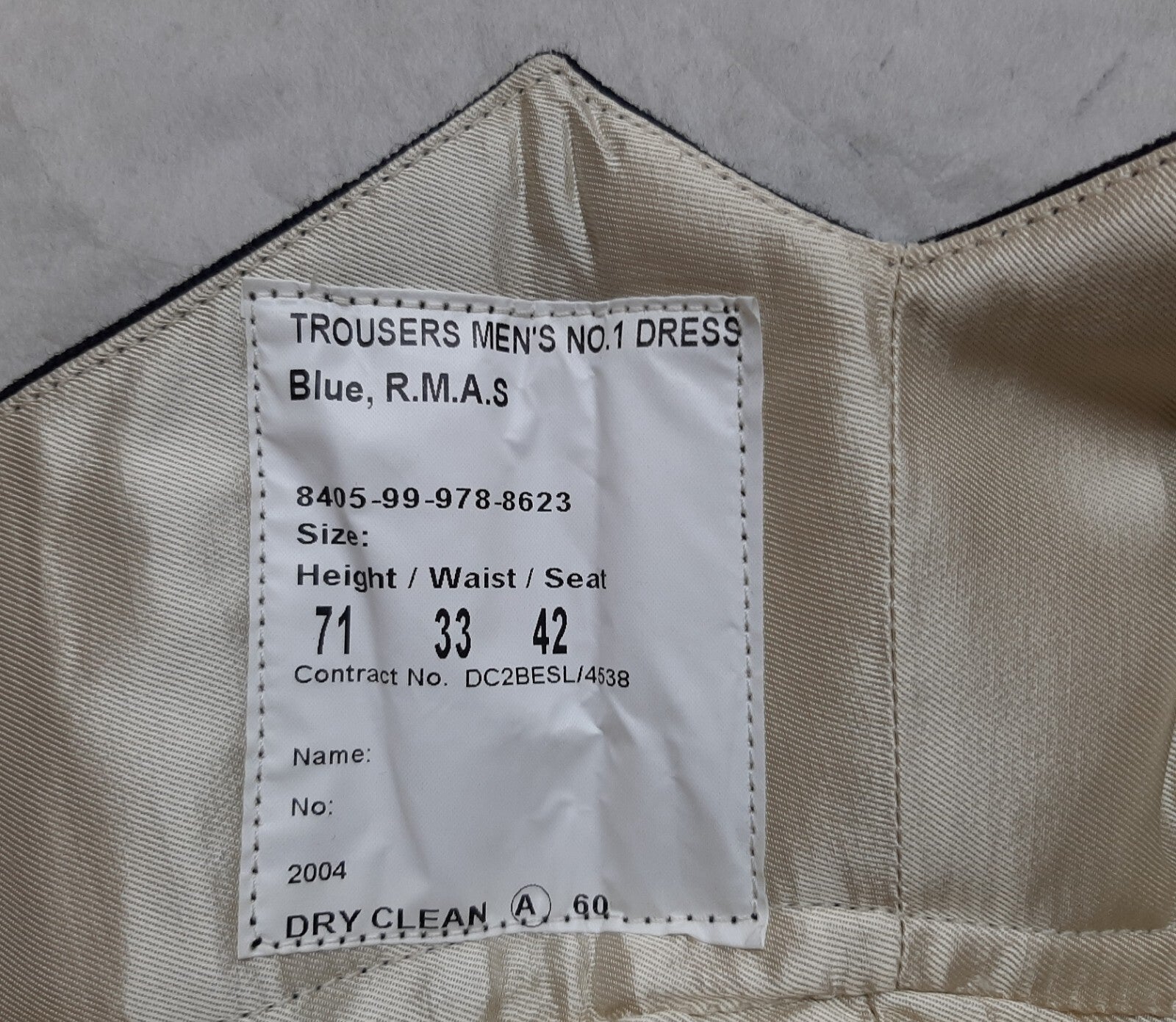 No1 Dress Trousers British Army Blues Pattern RMAS With 1" Red Stripes W33"