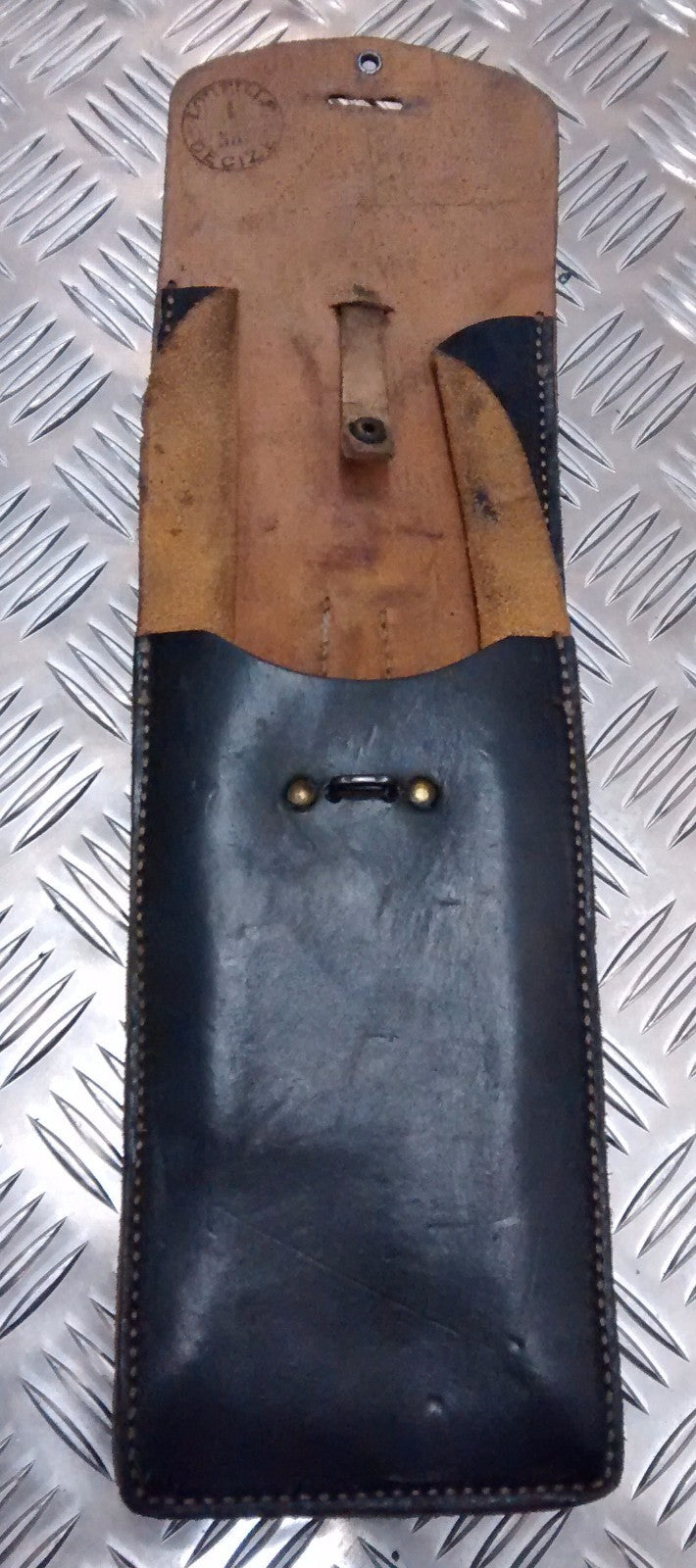 Genuine Vintage Army Leather Pouch with belt loops and metal loop - with Defect