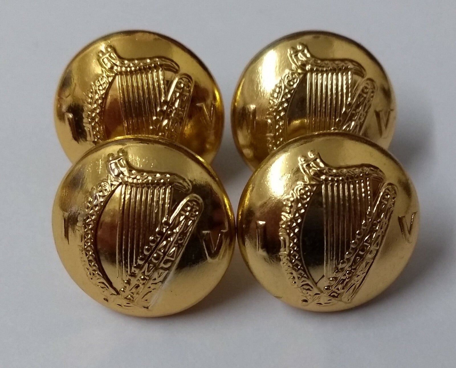 Irish Harp Buttons Shank Ring Back Type x 4 NEW