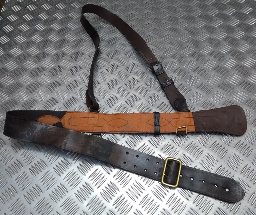 Sam Browne Brown Leather Belt & Shoulder Strap British Issue Dress