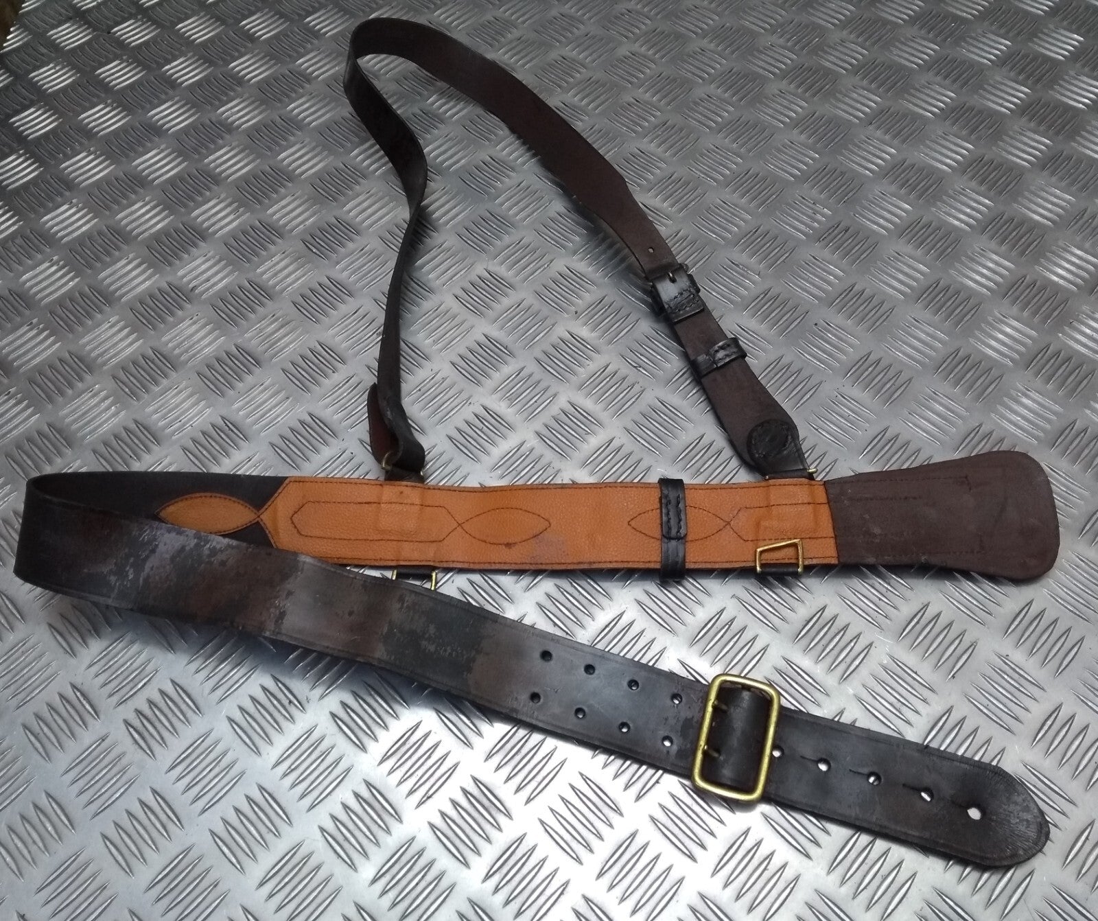 Sam Browne Brown Leather Belt & Shoulder Strap British Issue Dress