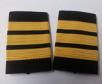 Genuine British Made 3 Rank Bar Gold Lace on Black Slides Epaulettes ASPS400