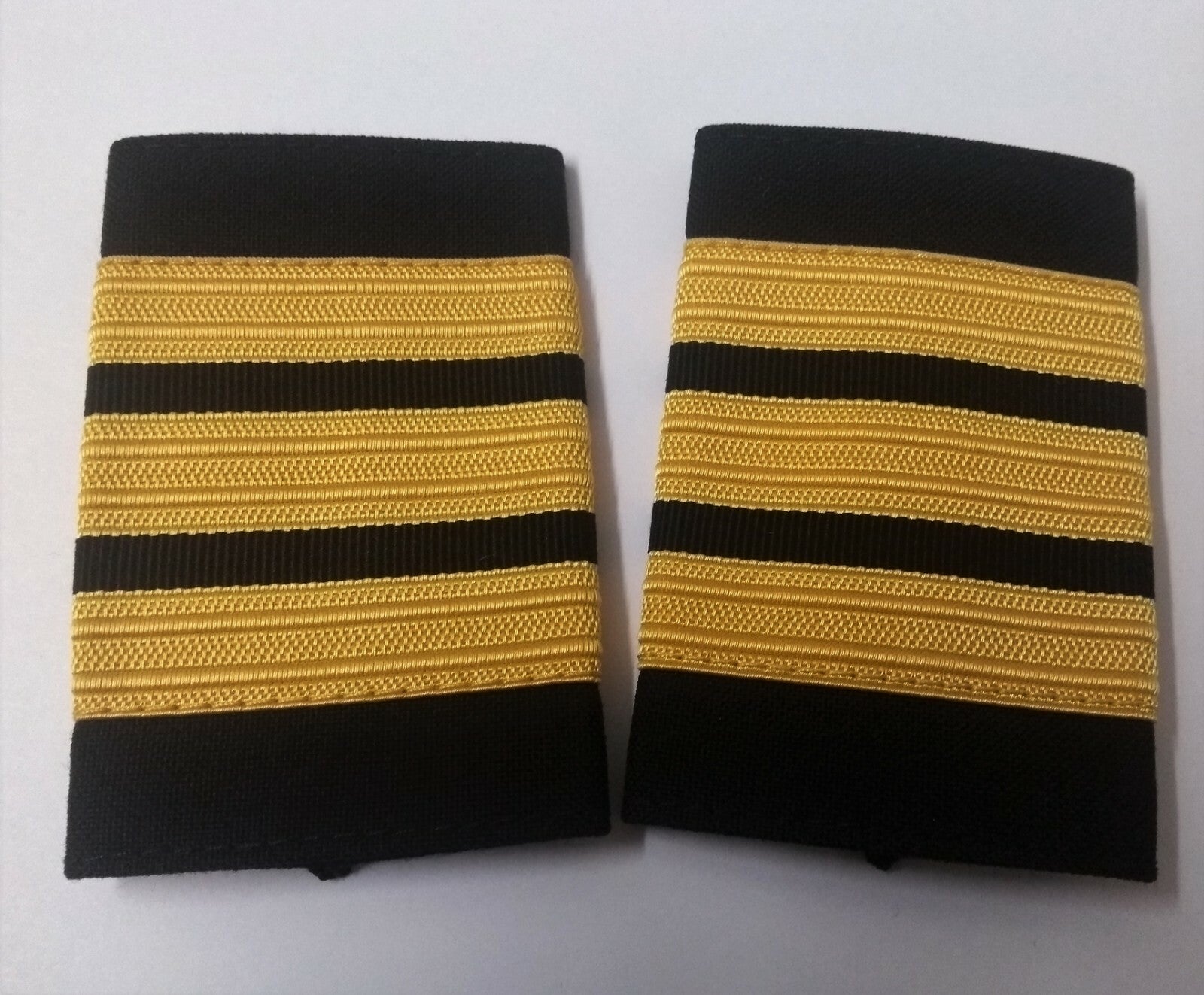 Genuine British Made 3 Rank Bar Gold Lace on Black Slides Epaulettes ASPS400