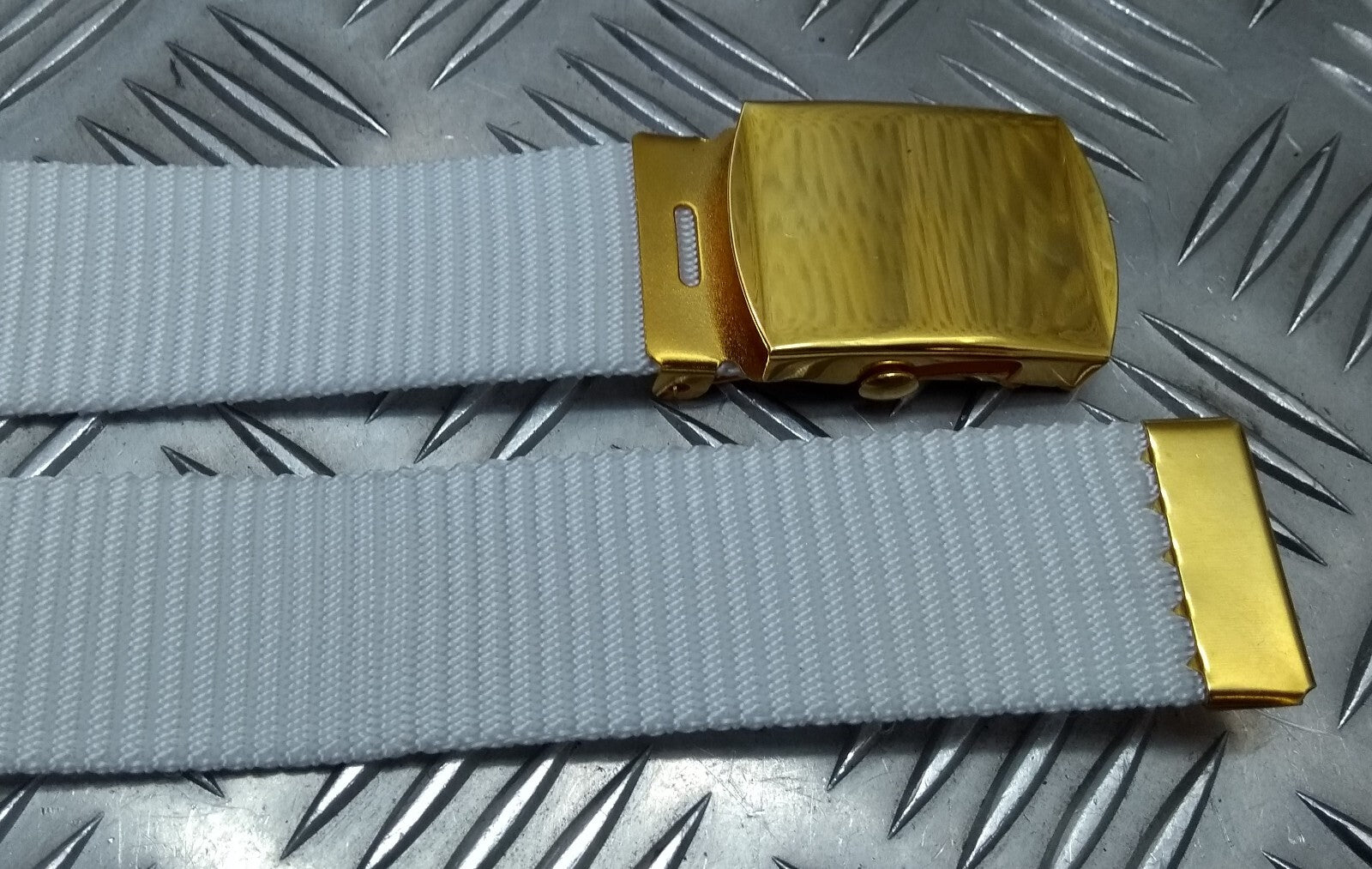 Naval White Belt Ribbed Nylon High Sheen Roll Buckle Issue upto 42"