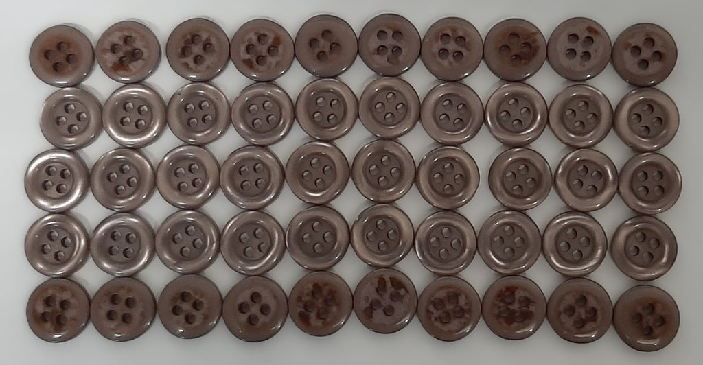 Vintage Buttons 50 4 Hole Shirt / Shank Anchors Pearlesque Lite Grey 11.2mm NOS