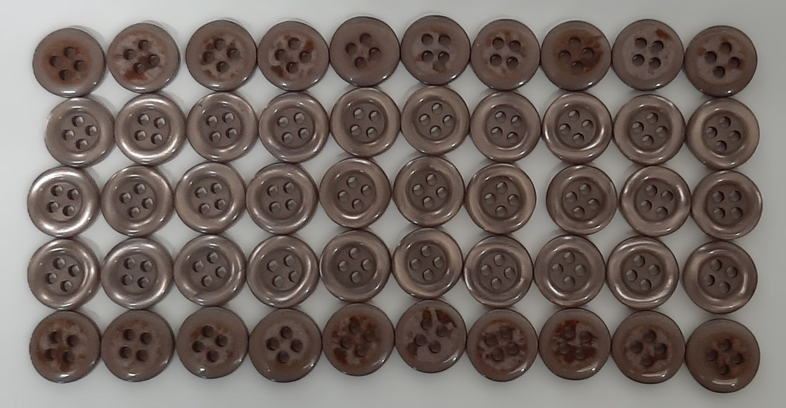 Vintage Buttons 50 4 Hole Shirt / Shank Anchors Pearlesque Lite Grey 11.2mm NOS