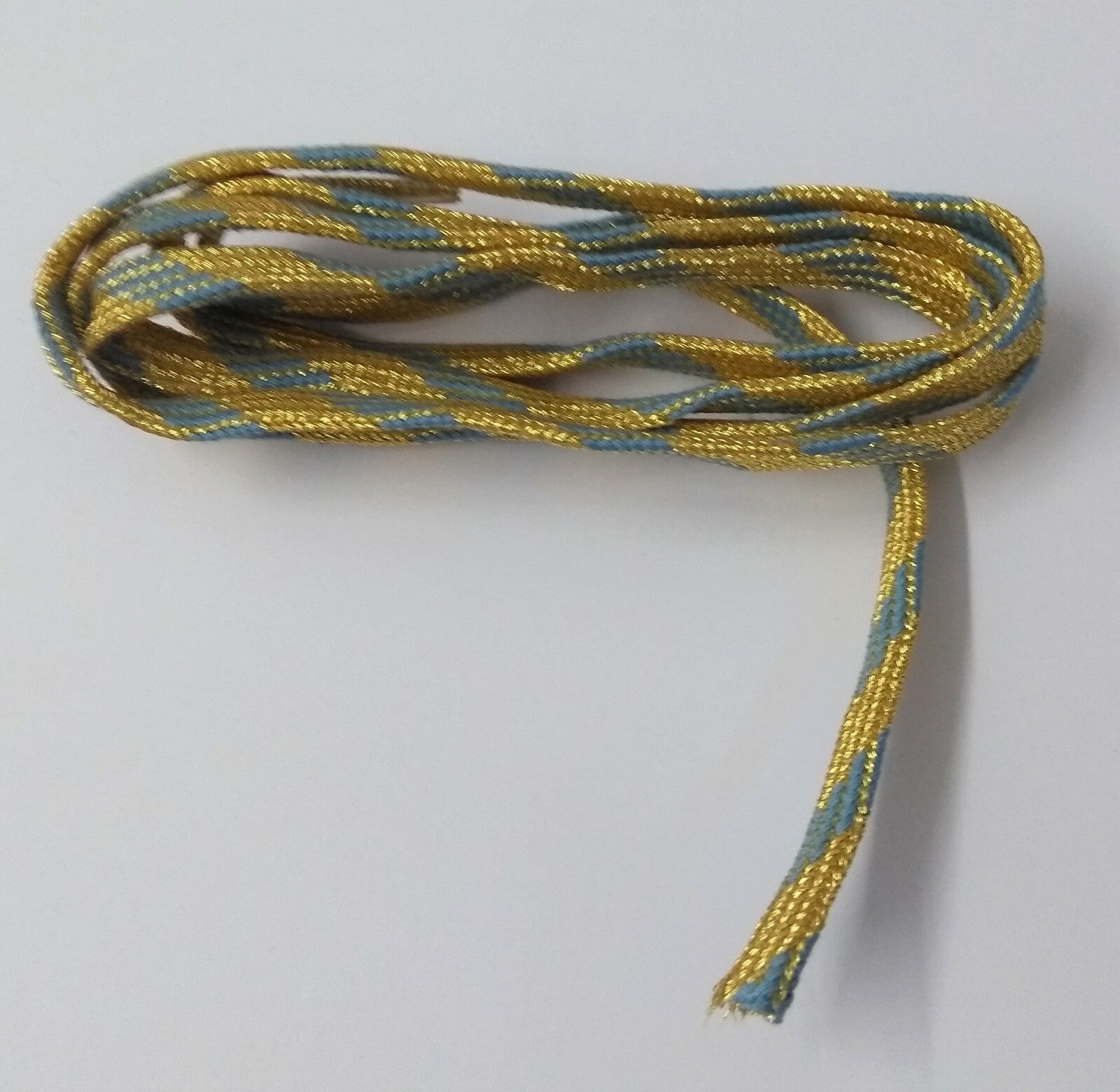 Genuine Issue Tubular Ceremonial Sky Blue on Gold 6mm Braid 6 Flecks 1M