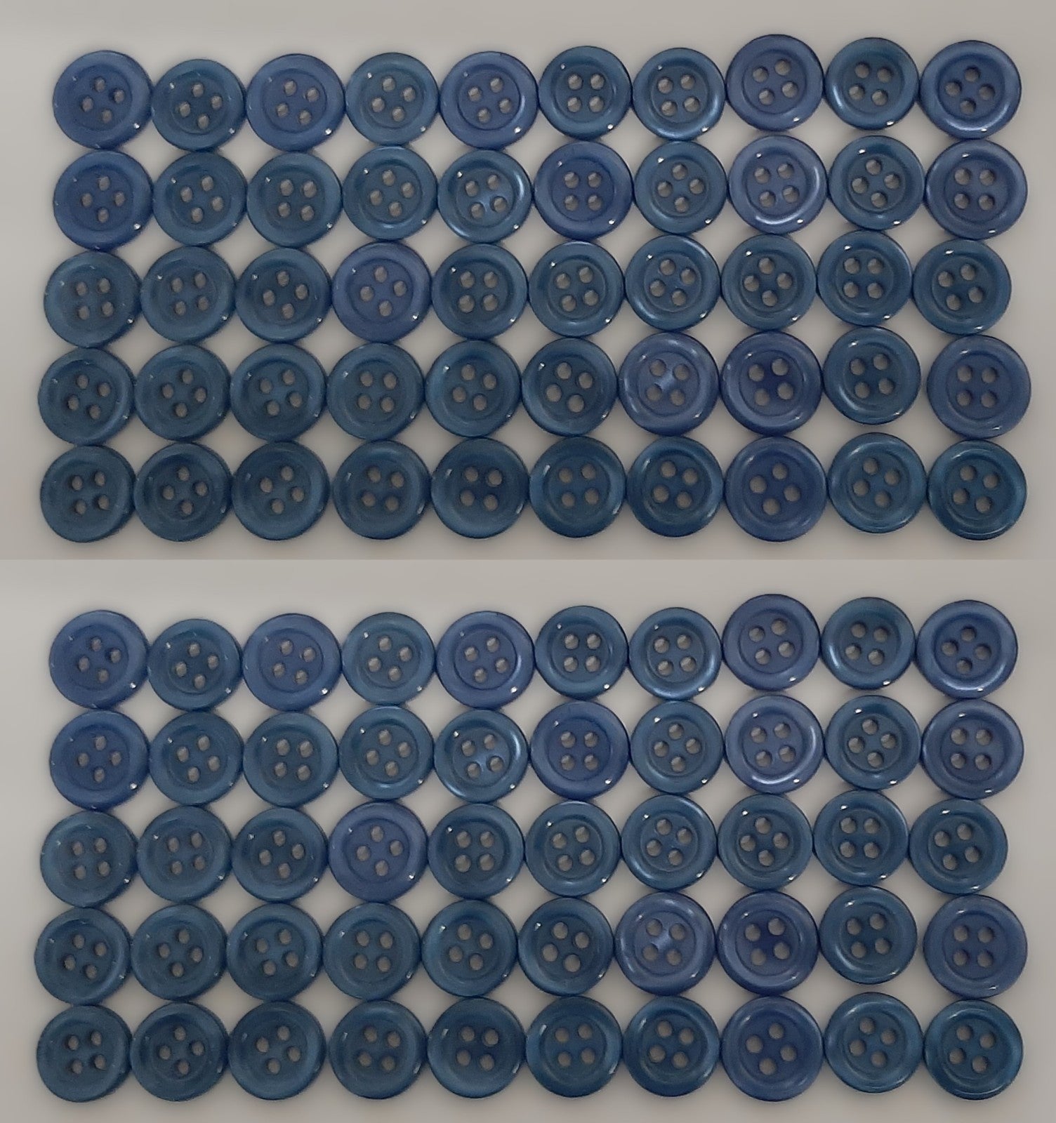 100 Vintage Buttons 4 Hole Shirt / Shank Anchors Pearlesque Blue 11.3mm NOS