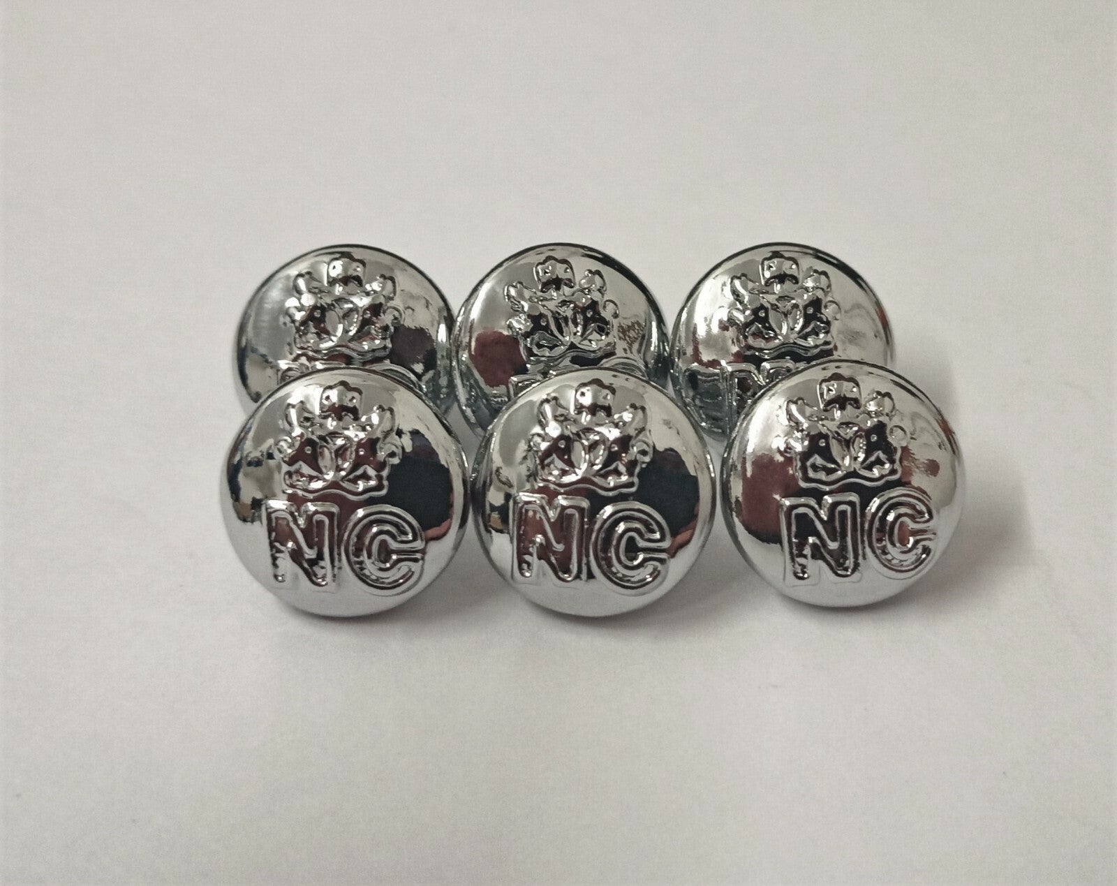 Nigerian Forces Unity NC Crest Insignia Ringed Silver Buttons 12mm V0198 X6