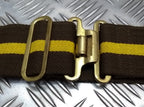 Stable Belt Unknown Pattern 37 Buckle Brow with Yellow Stripe 52mm Wide
