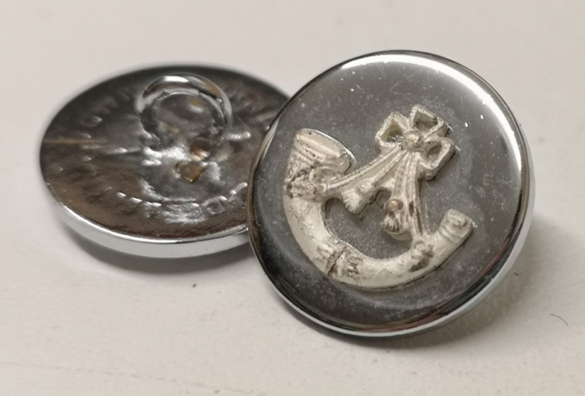 Blazer Buttons with Raised Light Infantry Insignia 24L Chrome / Silver x2
