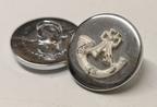 Blazer Buttons with Raised Light Infantry Insignia 24L Chrome / Silver x2