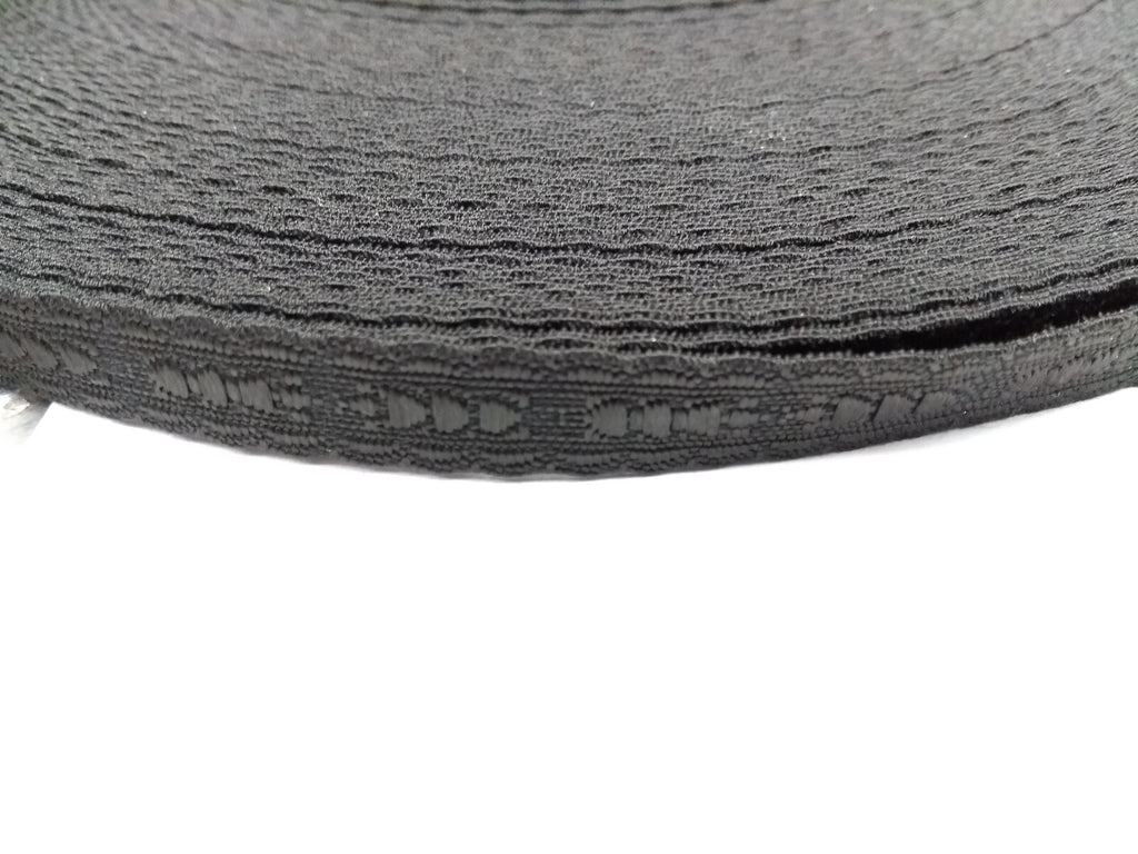 Black Scalloped Edge Viscose Ribbon / Lace