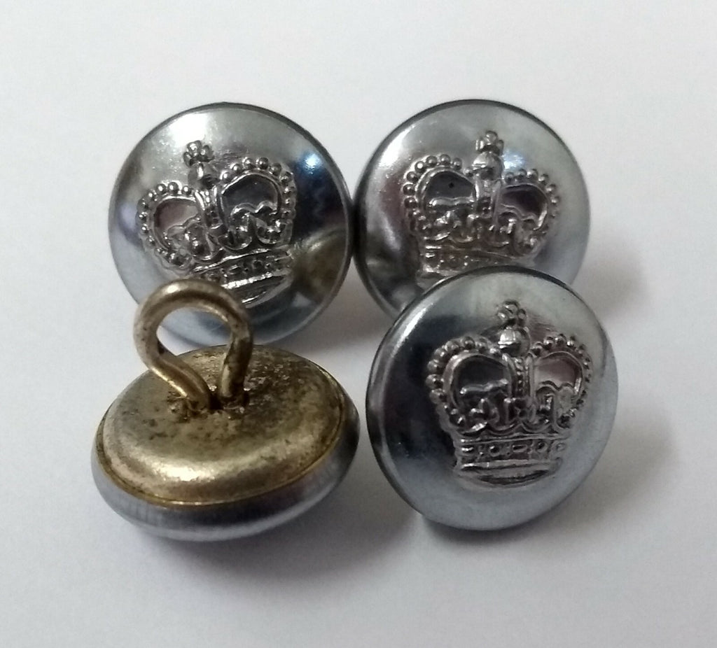 Vintage Royal Crown Buttons Chrome / Silver Size 20L ASBT153