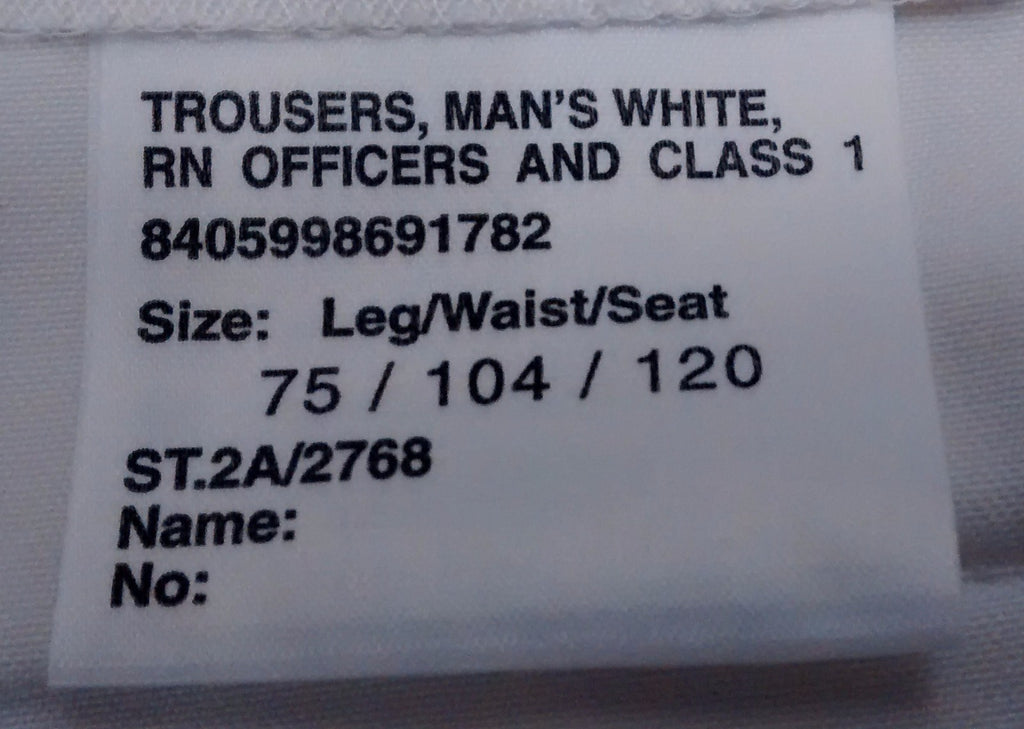 RN White Trousers Class 2 CII RN Bell Bottoms Naval Sailor - NEW