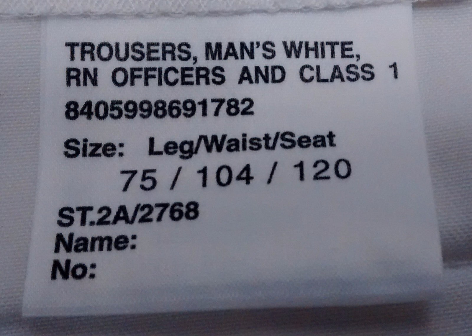 RN White Trousers Class 2 CII RN Bell Bottoms Naval Sailor - NEW