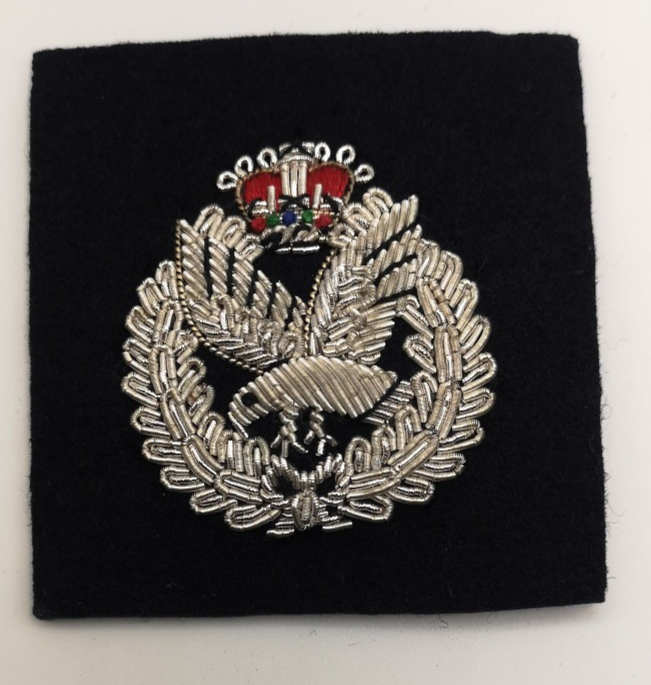 AAC Beret Badge Army Air Corps Wire Braided Insignia on Dark Blue Felt
